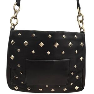 DVF Black Studded Leather Shoulder Bag